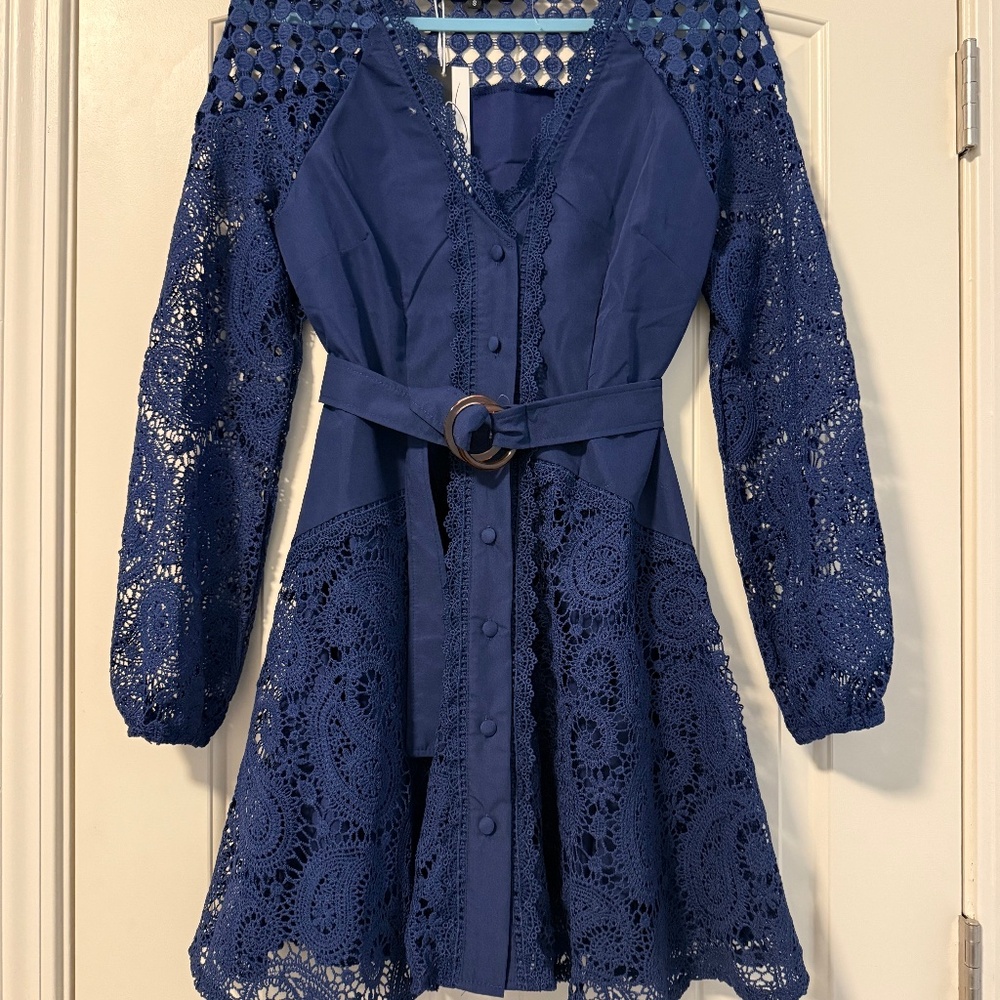 Dalia MacPhee Women’s mini belted Blue dress Size S